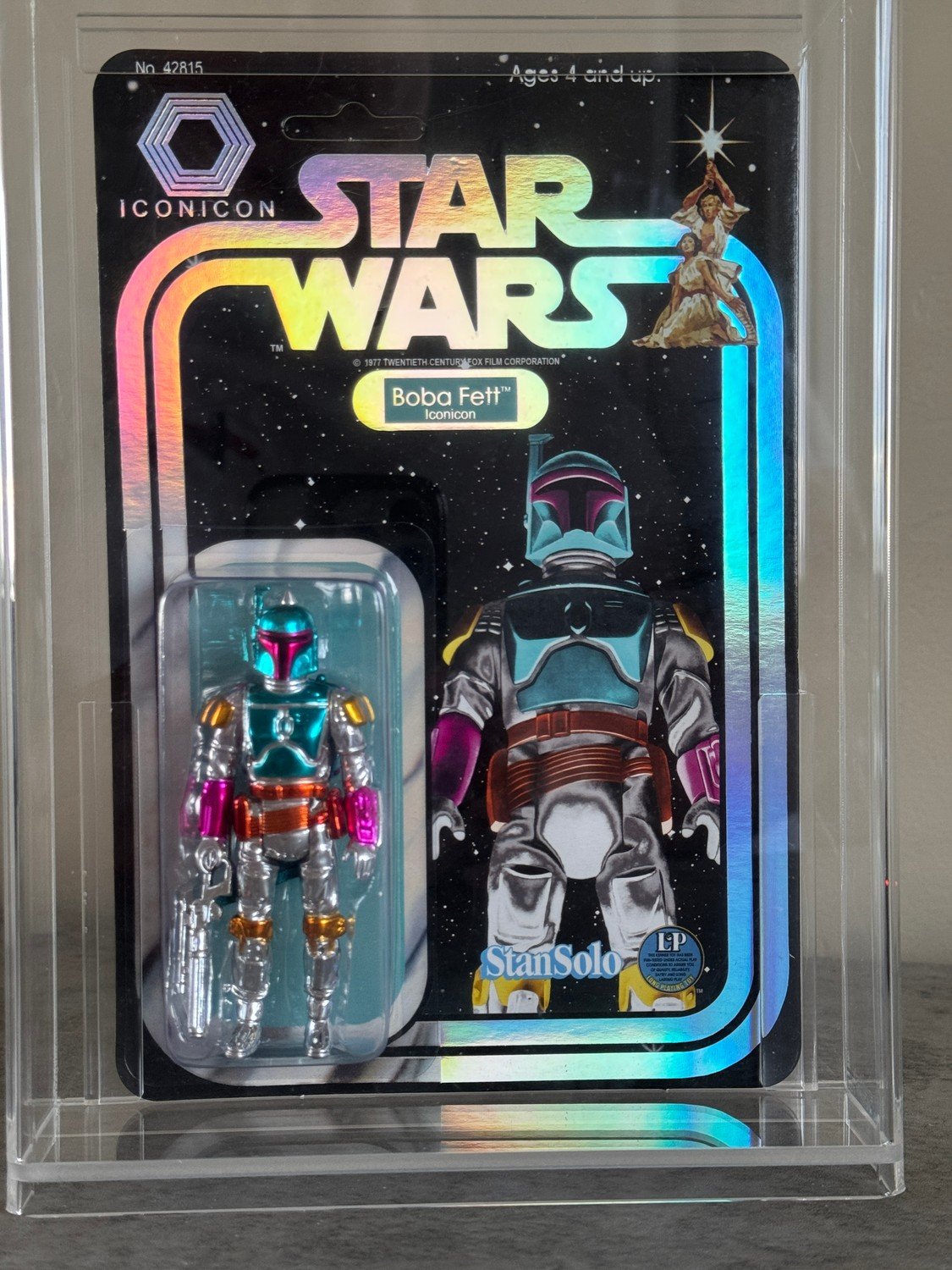 Boba Fett Iconicon figure in acrylic without a grading label, ready for your subjective scoring